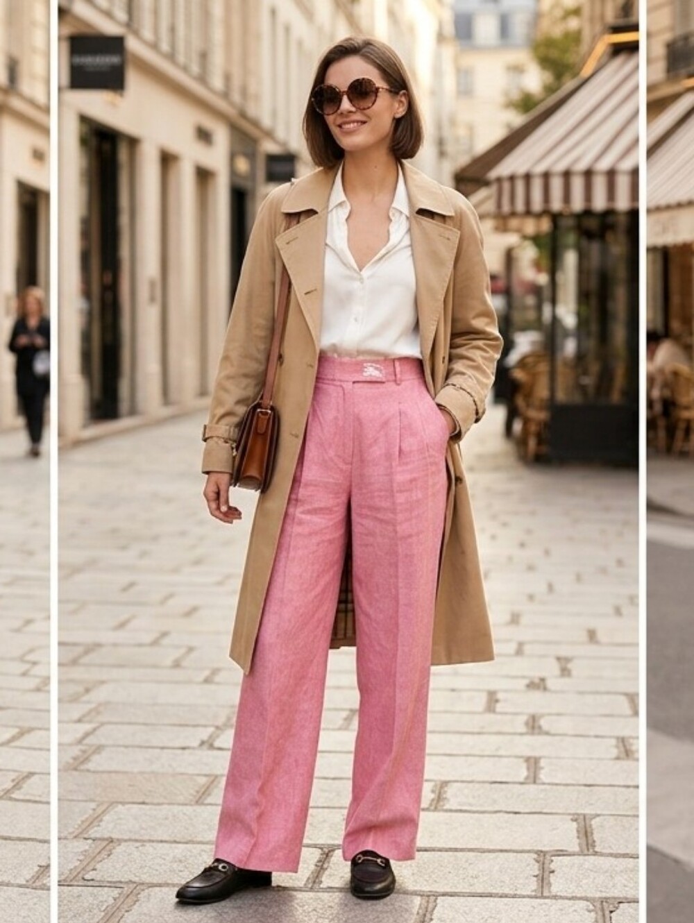 Burberry London Pink Silk Linen Pleated High Waist Trousers Straight Leg